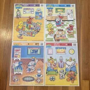 Vintage 90s Sesame Street Puzzles 14in Lot Big Bird Elmo Bert Ernie Made USA